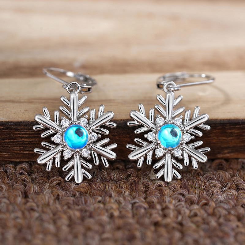 Wholesale Moonstone Snowflake Flower Earrings