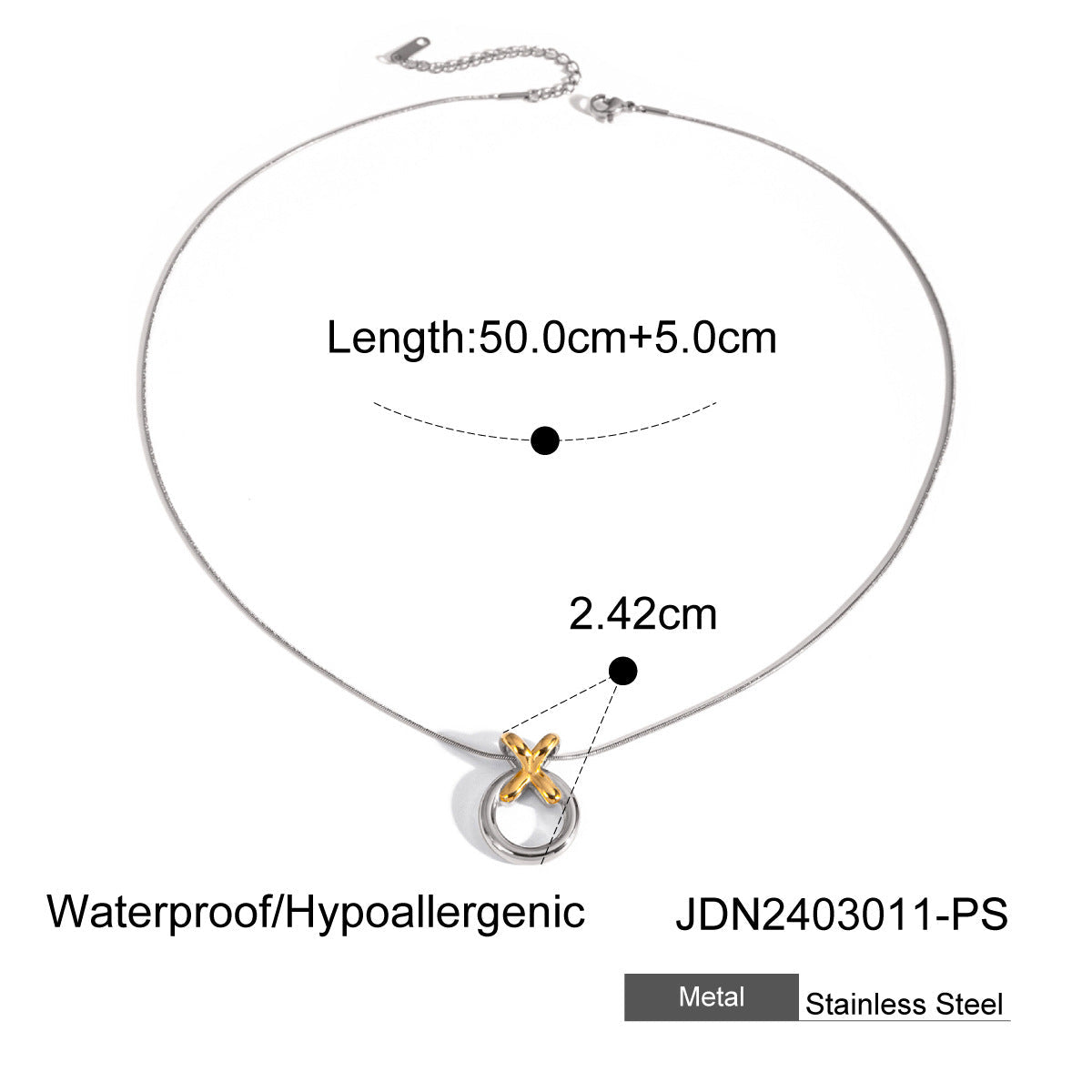 Wholesale 18k Gold Stainless Steel/XO One Pendant Necklace