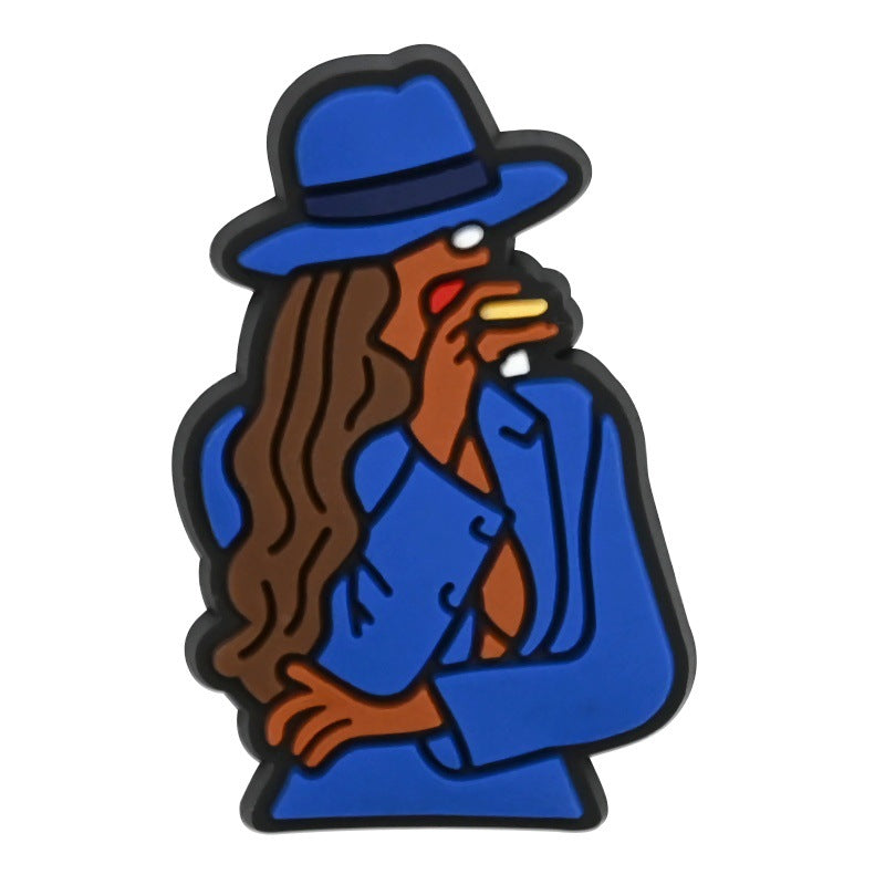 Wholesale  Random 100pcs  Black Girl SeriesPVC Soft Rubber Shoe Buckle Decoration