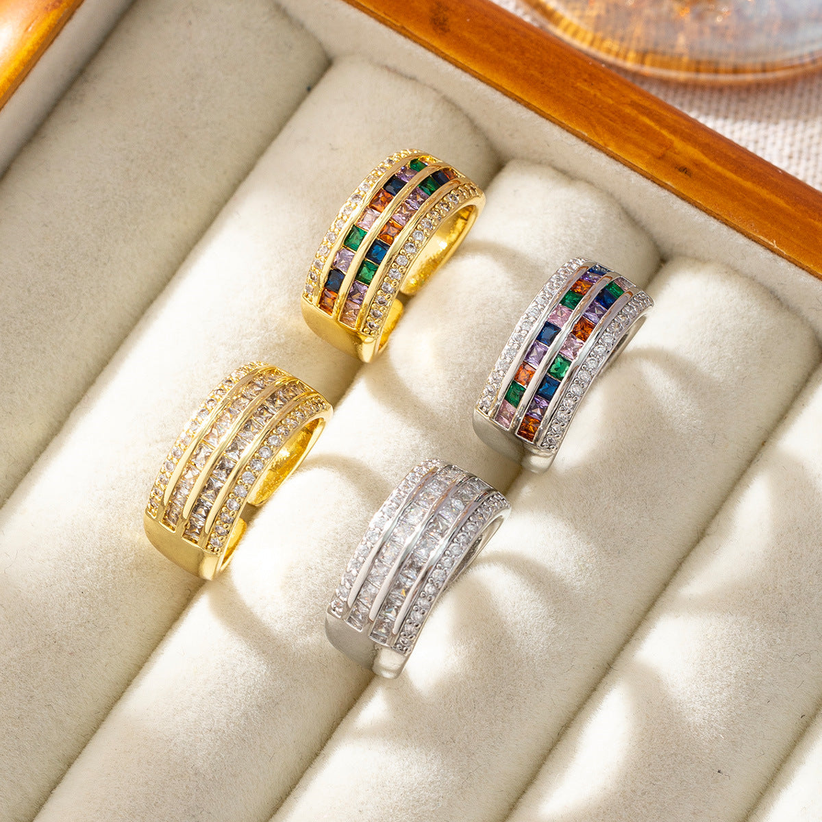 Wholesale Colored Zirconia Open Rings ACC-RS-SY001