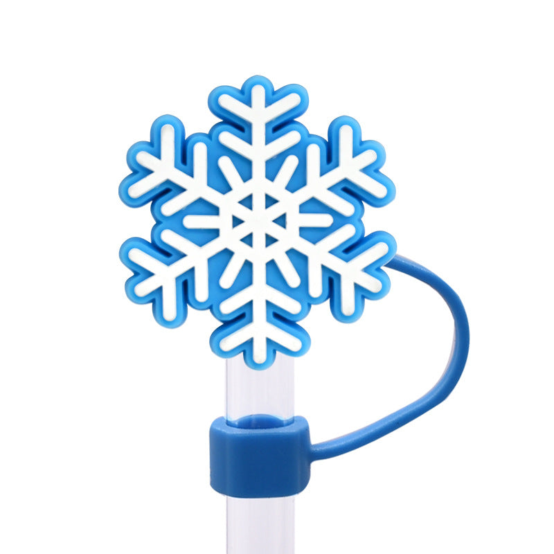 Wholesale Random 100pcs Snowflake Series 8/10mm PVC Soft Straw Tube Cap