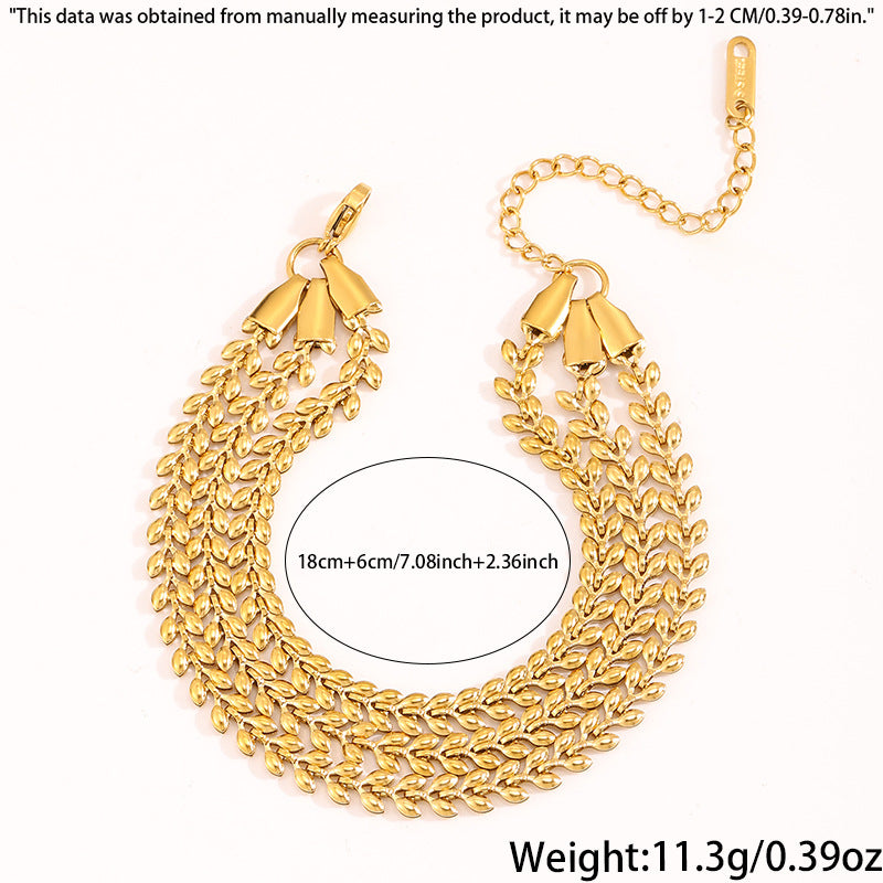 Wholesale Wheat Ear Three-Color Titanium Steel Bracelet for Women - Modern Fashion Accessory