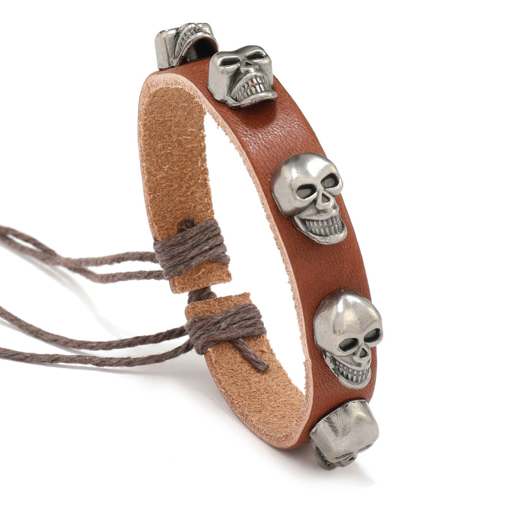 Wholesale Men' s Skull  Jewelry Retro Bracelet