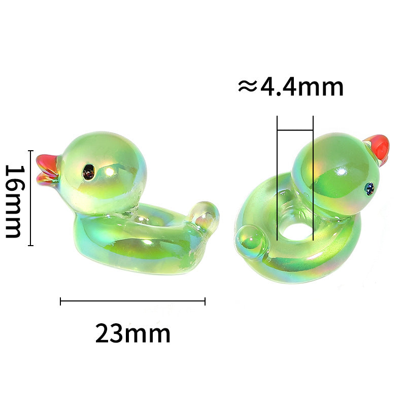 Wholesale 50pcs Cartoon Transparent Swimming Ring Duck Beaded DIY Resin Jewelry Accessories ACC-BDS-BLG118