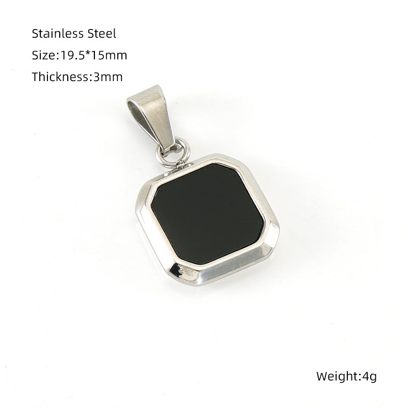 Wholesale Cross-border European and American stainless steel geometric square pendant niche design sense light luxury old money style titanium steel High sense jewelry