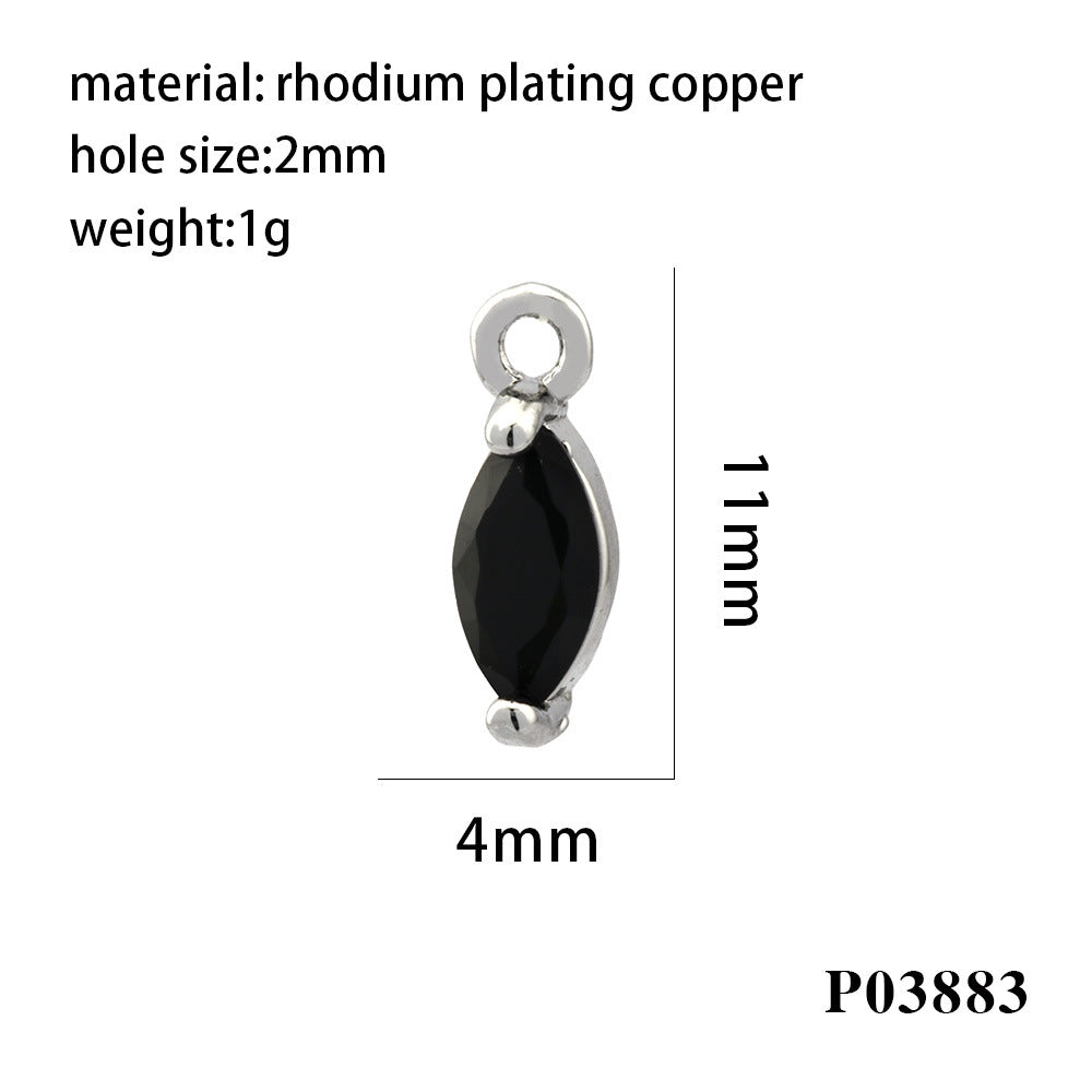 Wholesale 18K gold-plated micro-inlaid zircon colorful geometric marquise pendant