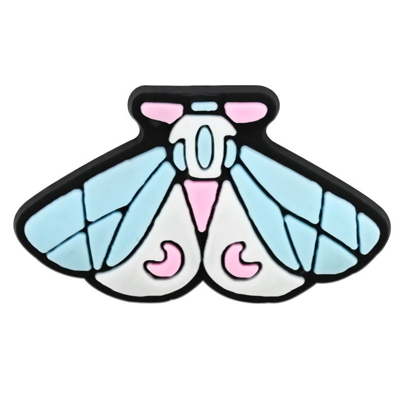 Wholesale   Random 100pcs Colorfulful Moth Series PVC Soft Rubber Shoe Buckle Decoration