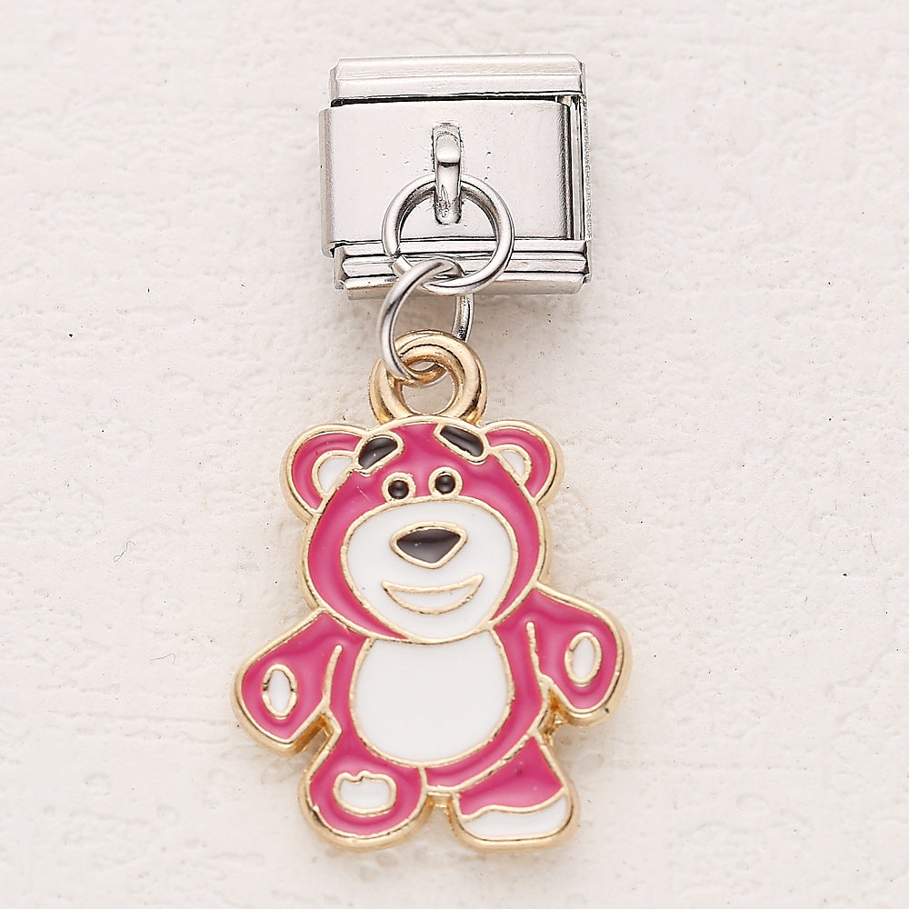 Wholesale 10pcs Italian Charm Bracelet 9mm DIY Splicing Cartoon Pendant Stainless Steel Composable Bracelet