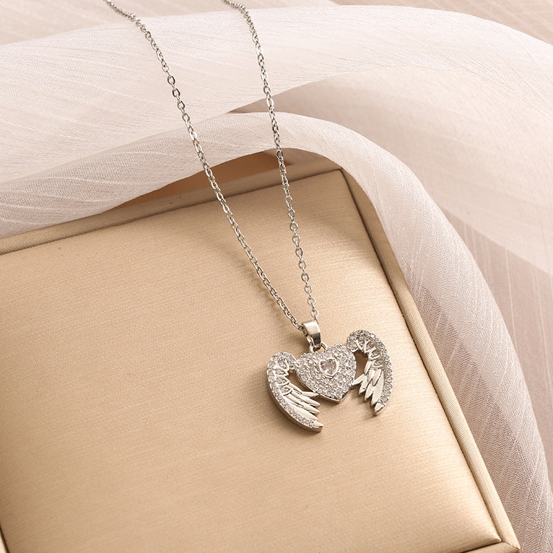 Wholesale Black and White Double-sided Four-leaf Clover Stainless Steel Necklace Light Luxury Necklaces ACC-NE-Nayin003