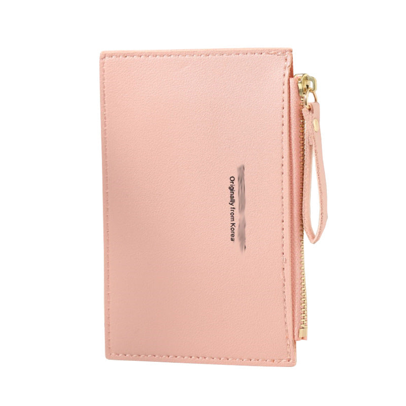 Wholesale solid color mini card holder PU zipper small coin purse