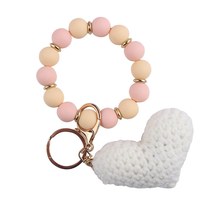 Wholesale Cartoon Love Wool Silicone Beaded Wrist Keychain ACC-KC-GuangTian050