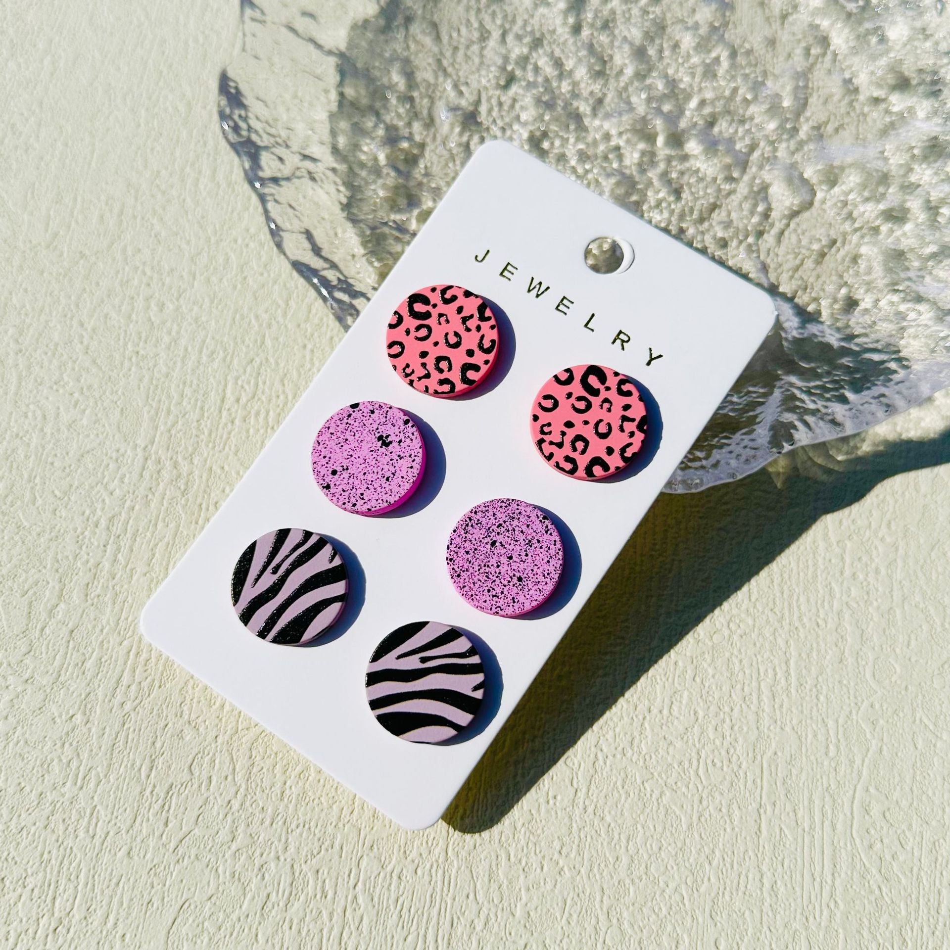 Wholesale printing spray paint clay texture colorful round cute contrast color ear studs  earrings