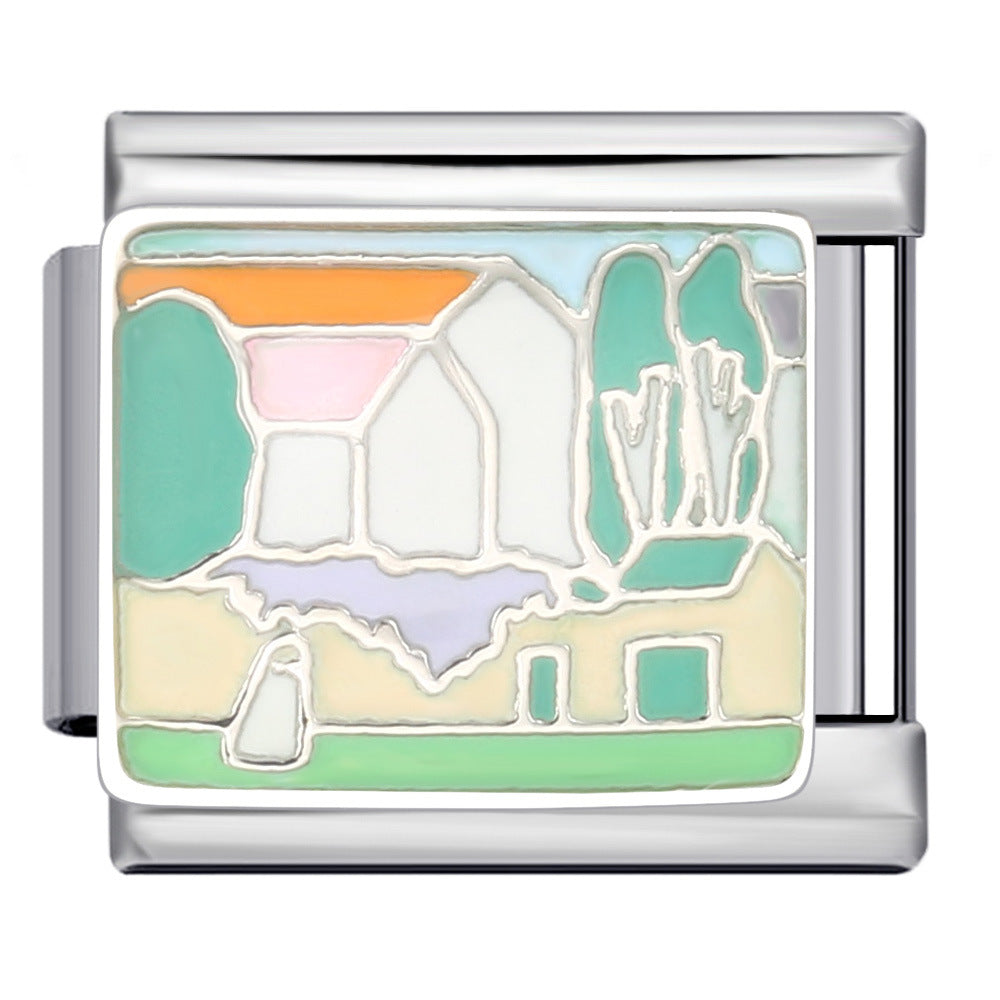 Wholesale Italian Charm Bracelet Gold Plated Oil Drop DIY WeldingStainless Steel Composable Bracelet