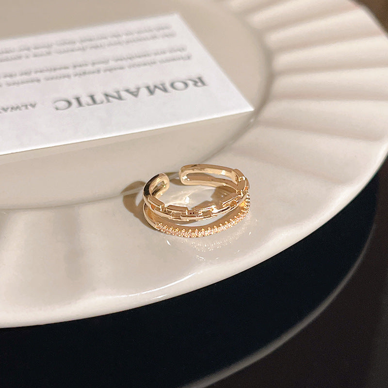 Wholesale Adjustable Micro Pavé Zircon Ring Fashion Accessory Gift for Women