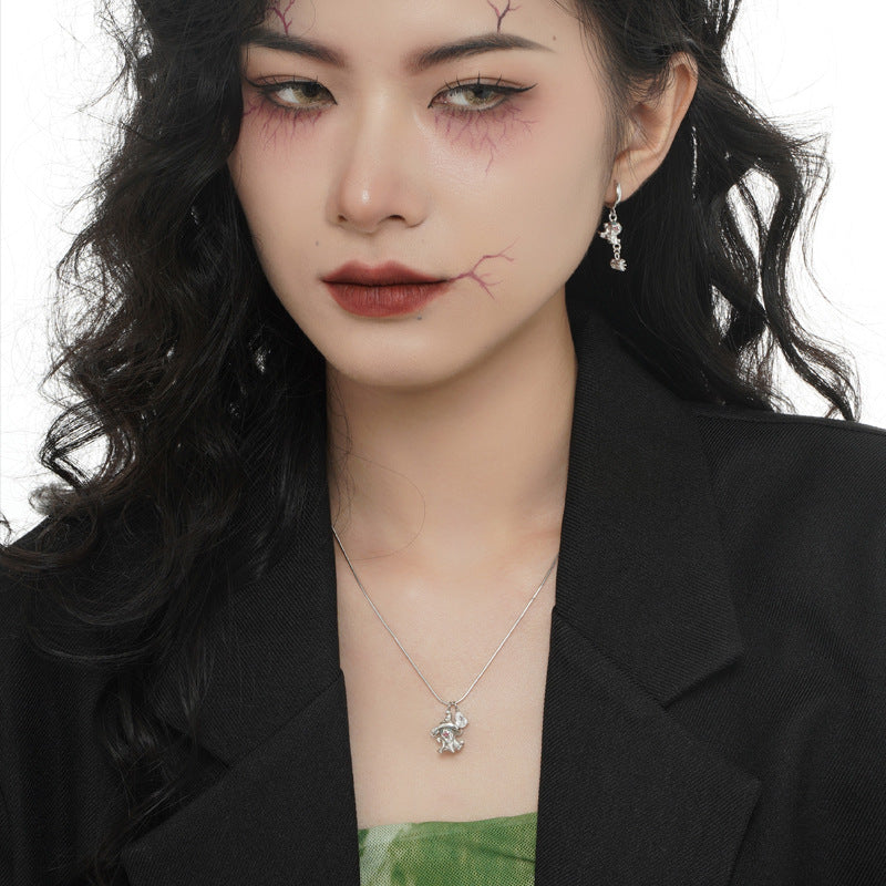 Wholesale Ghost S925 Sterling Silver Zircon Dangle Earrings ACC-ES-YWE003