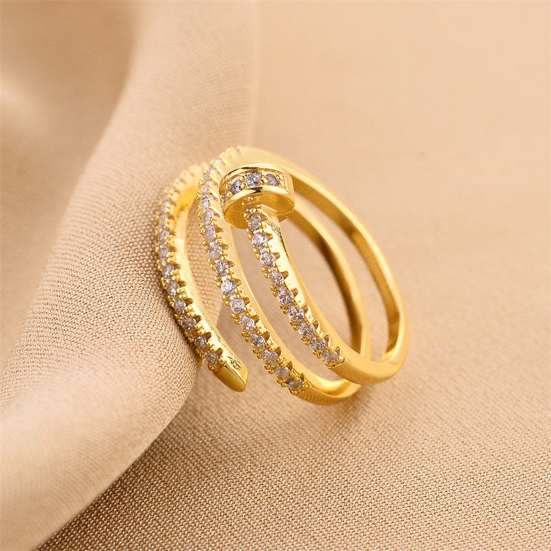 Wholesale Micro-Inlaid Zirconia Hollow Open Ring