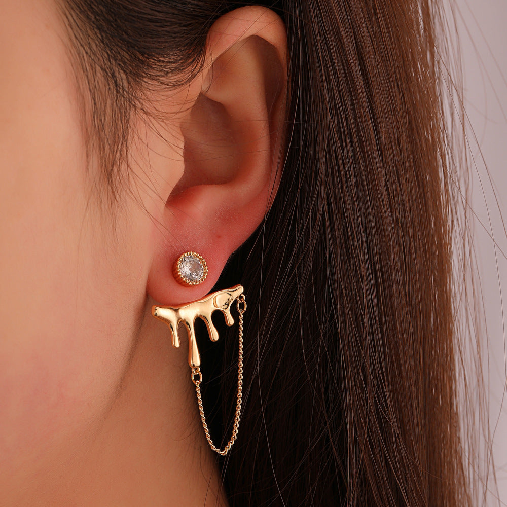 Wholesale Copper Electroplated Geometric Water Drop Ear Cuff Clip Retro Earrings For Women Trendy Fashion Jewelry Accessory