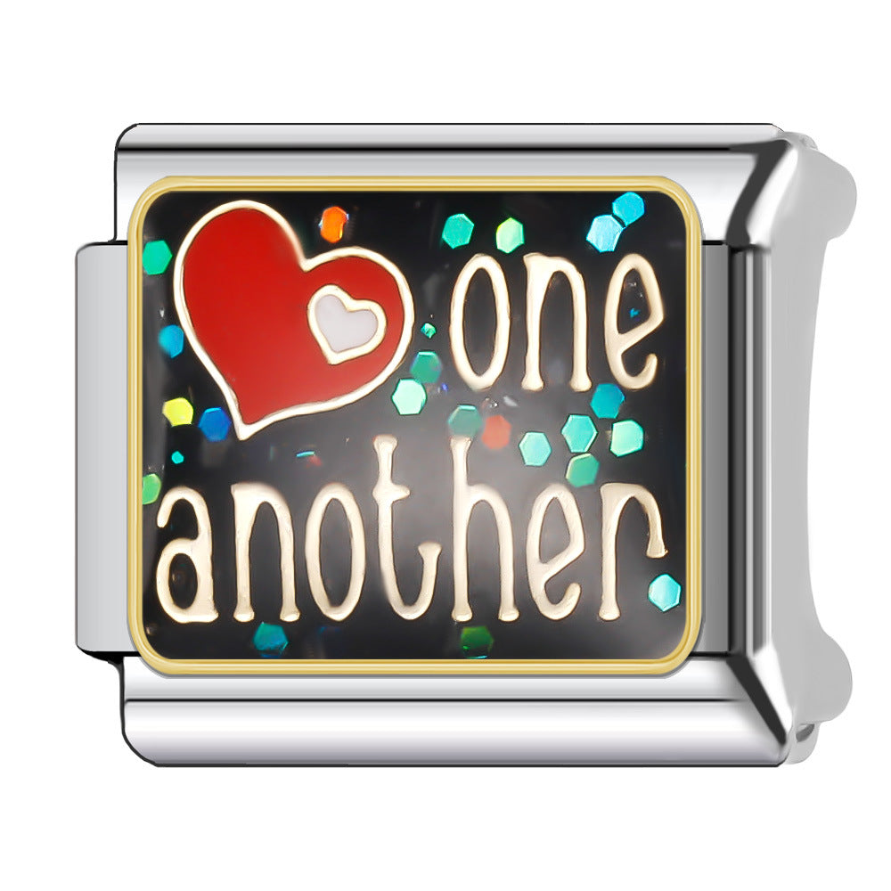 Wholesale Italian Charm Bracelet 9mm DIY Splicing English Series Stainless Steel Composable Bracelet