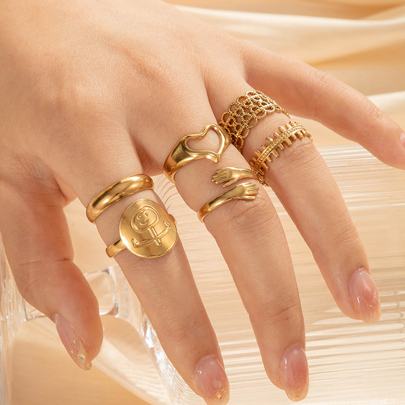 Wholesale  geometric popular love encircling titanium steel irregular ins style simple  ring