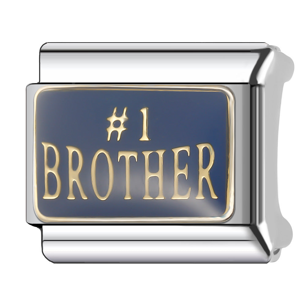 Wholesale Italian Charm Bracelet 9mm DIY English Series Creative Stainless Steel Composable Bracelet