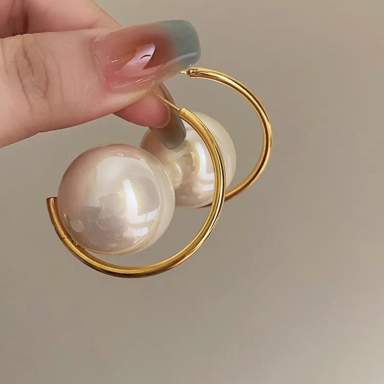 Wholesale Vintage Pearl Geometric Earrings Exaggerated ACC-ES-Huih003