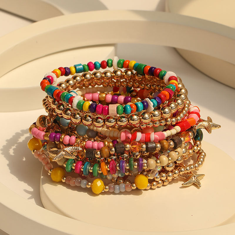 Wholesale 18pcs Colored Stone Bracelets Set ACC-BT-GuTe005