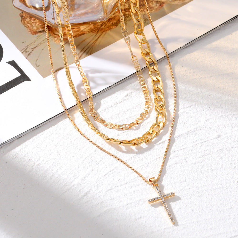 Wholesale Cross Chain Necklace Full Heart Pendant Necklace