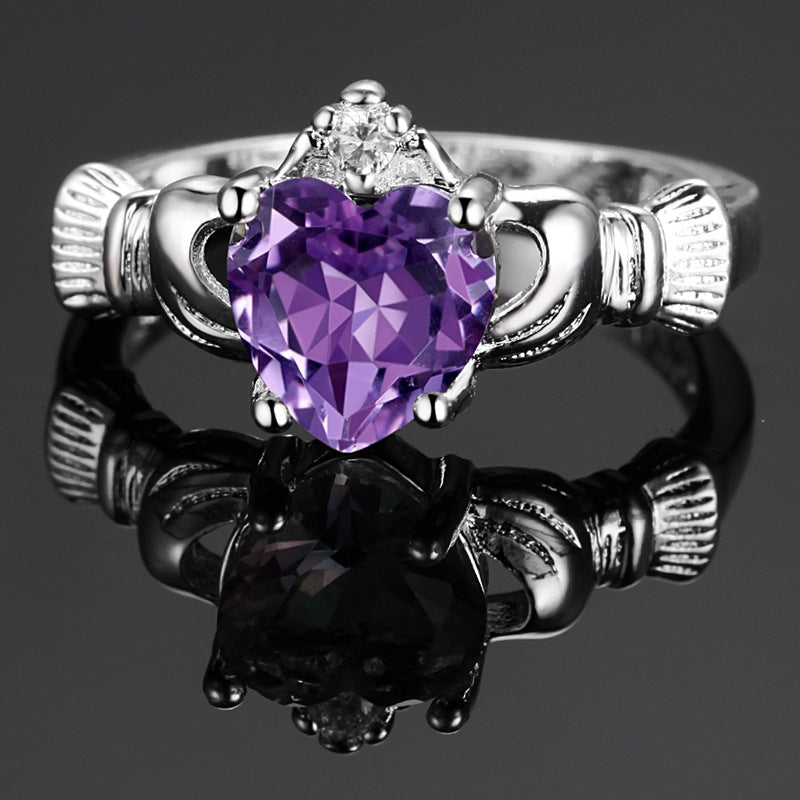 Wholesale Heart-shaped Rings, Crystal Set with Diamonds, Heart-shaped Copper Rings ACC-RS-YaRL001