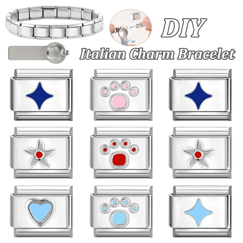 Wholesale Italian Charm Bracelet 9mm DIY Splicing Creative Pattern Stainless Steel Composable Bracelet