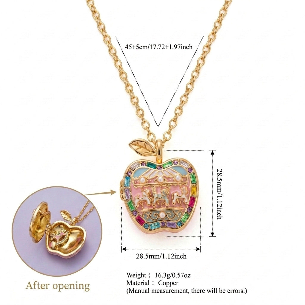 Wholesale Ballet Locket Necklace Pink Gold Electroplated Copper Cute Gift For Girls Fashion Jewelry