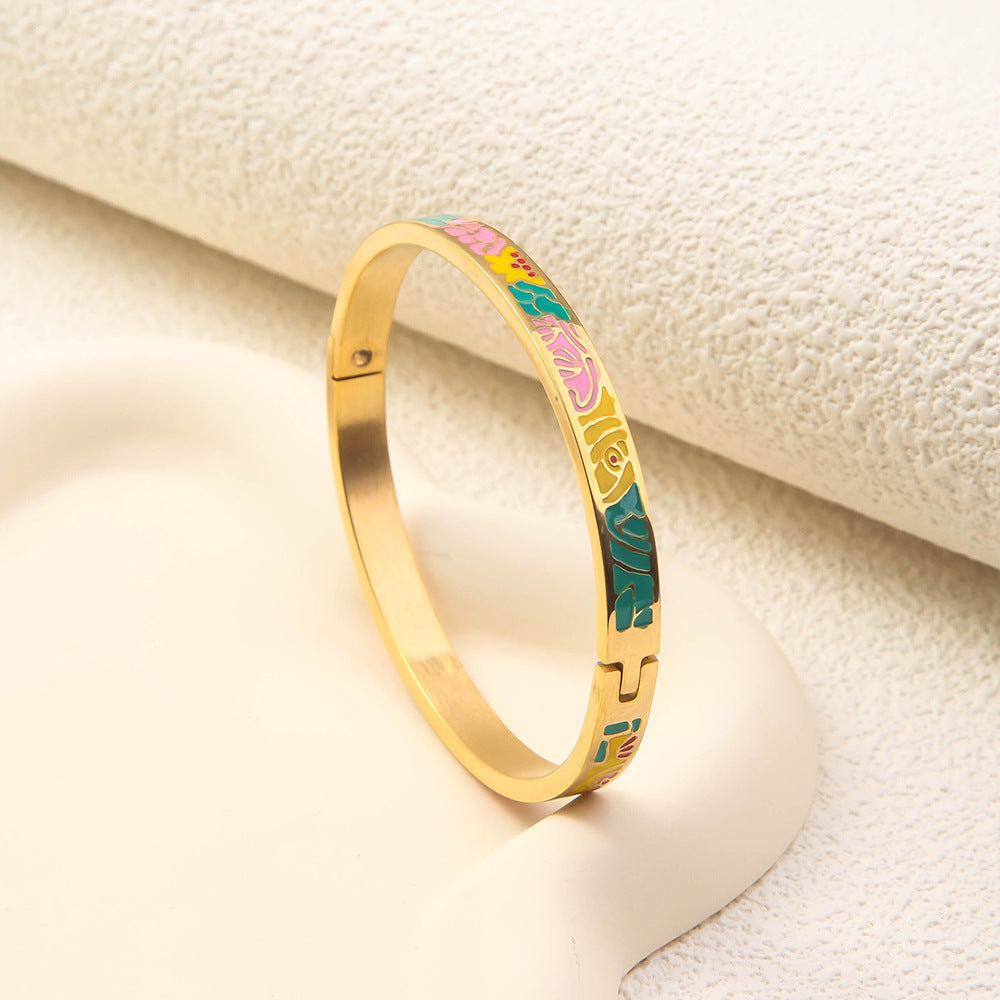 Wholesale Niche Light Luxury Stainless Steel Enamel Oil Drip Bracelet ACC-BT-RuiX005