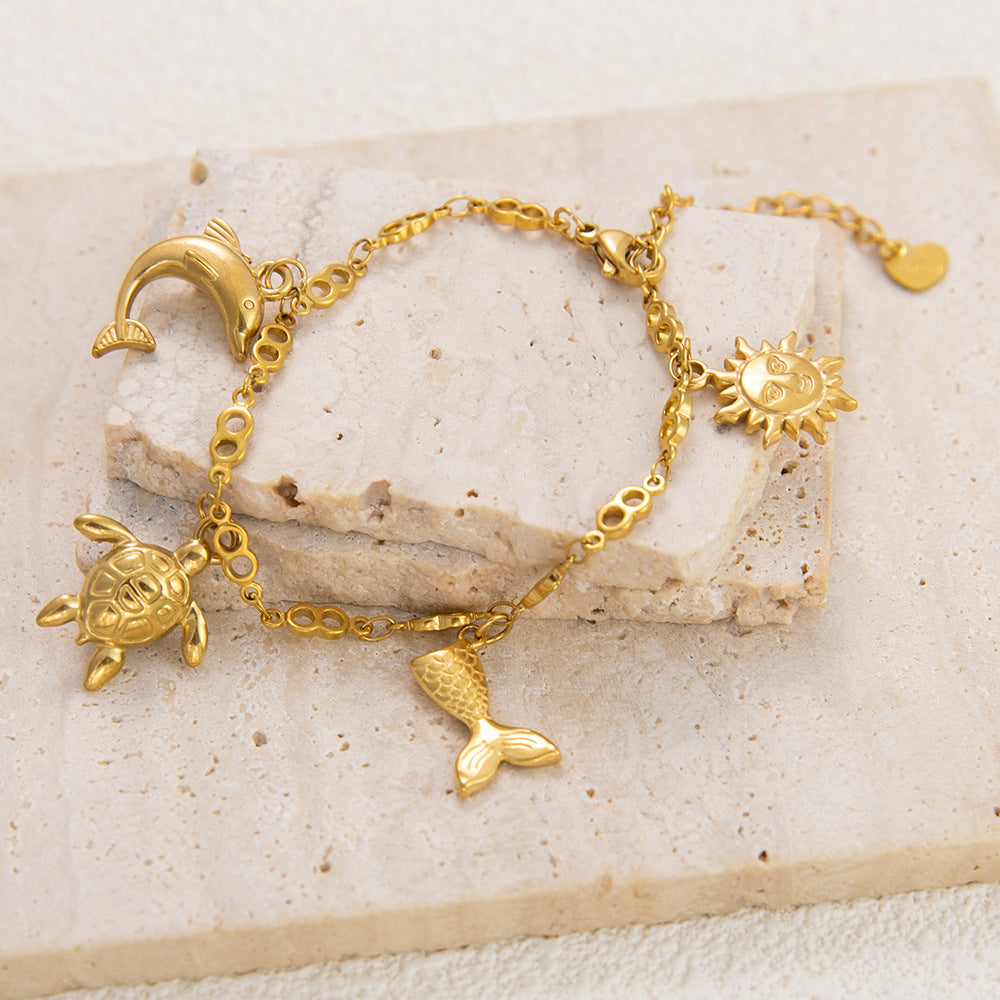 Wholesale Stainless Steel Bracelet Electroplated 18K Gold Anklets Bracelet ACC-AS-YuHui001