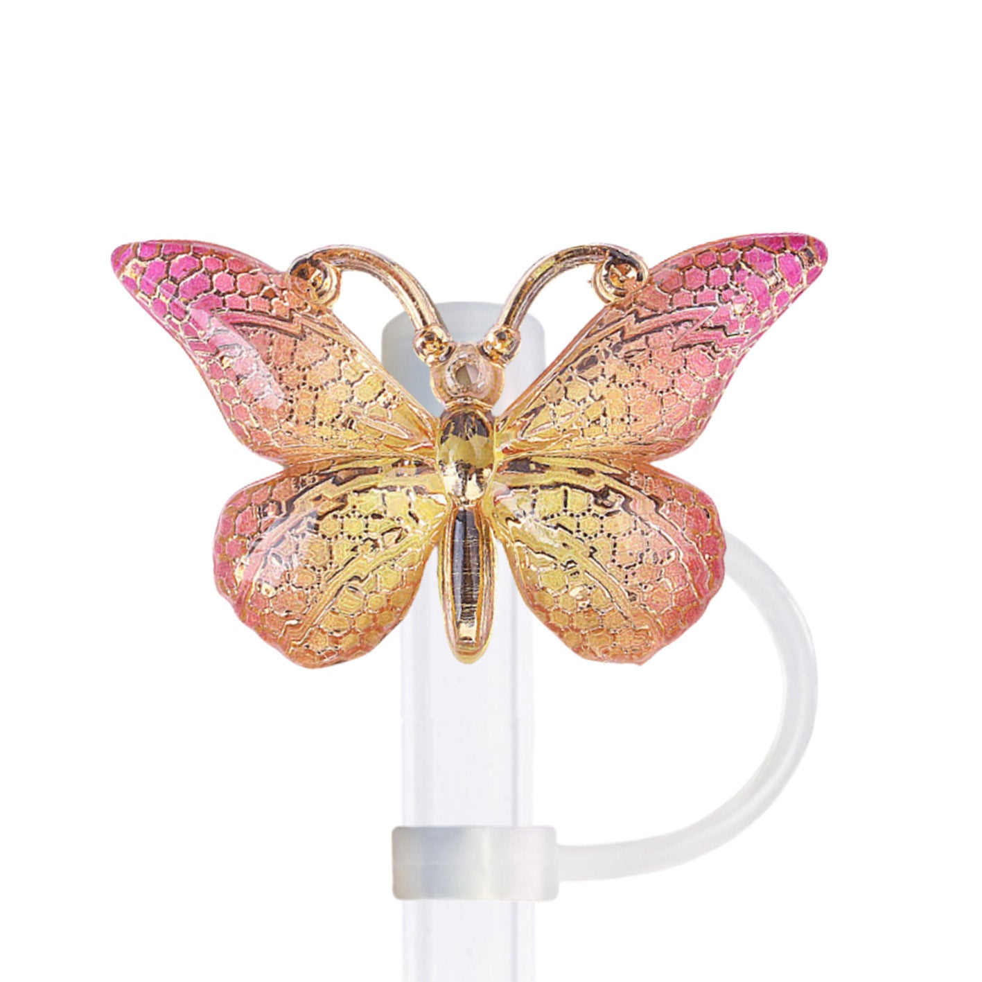 Wholesale 10pcs  Hot stamping gradient butterfly series Straw Cover Straw Tube Cap