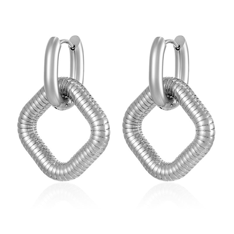 Wholesale Square pendant stainless steel earrings