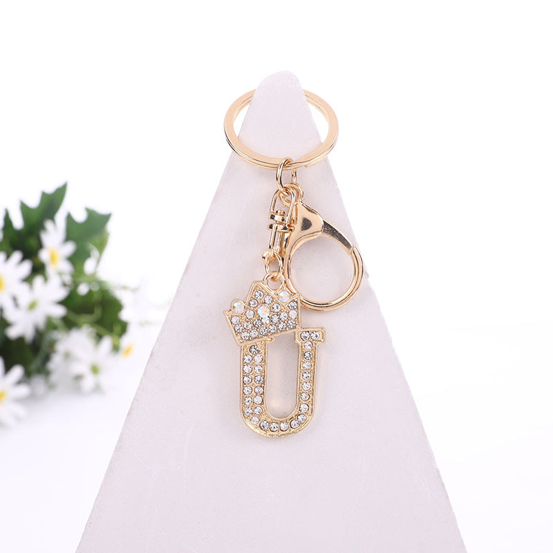 Wholesale Zinc Alloy Rhinestone Letter Keychain ACC-KC-YuanFei003