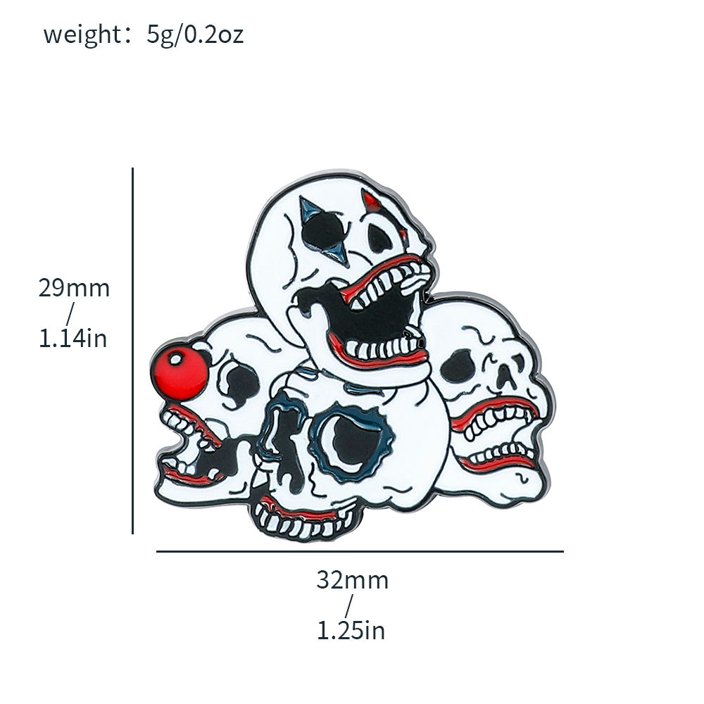 Wholesale  horror element hollow skull mask lily gold drop oil badge decoration