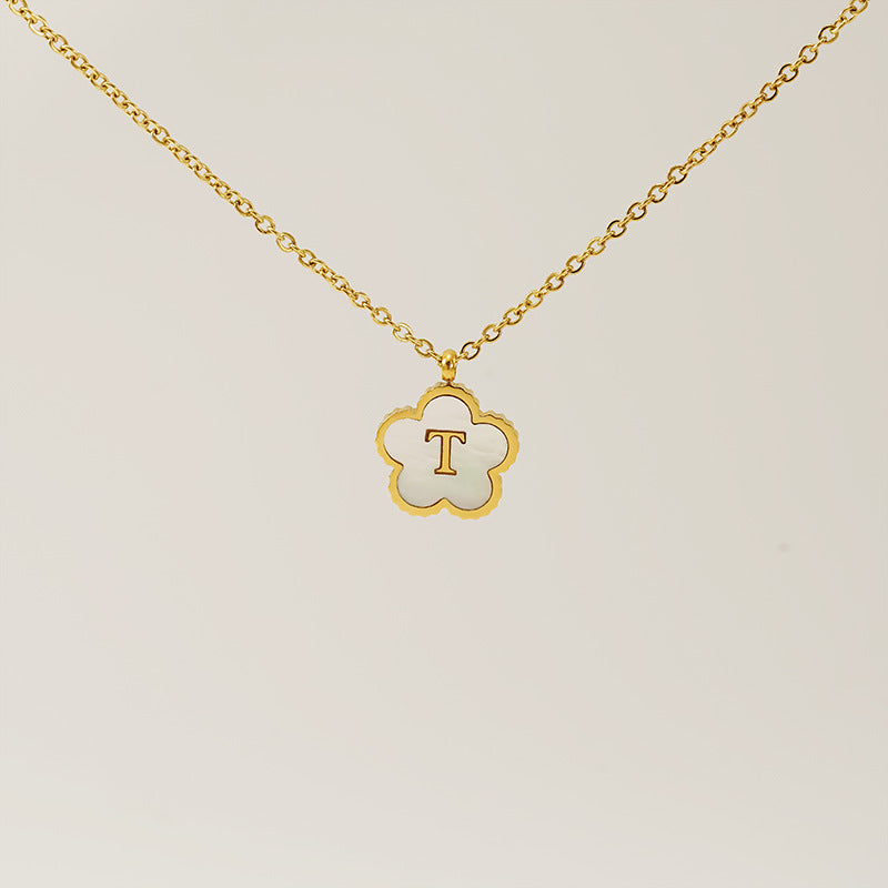 Wholesale Stainless Steel Letter Flower Necklace