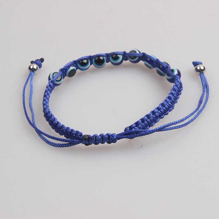 Wholesale Turtle Elephant 9 Round Beads Blue Eyes Red Rope Woven Adjustable Bracelet