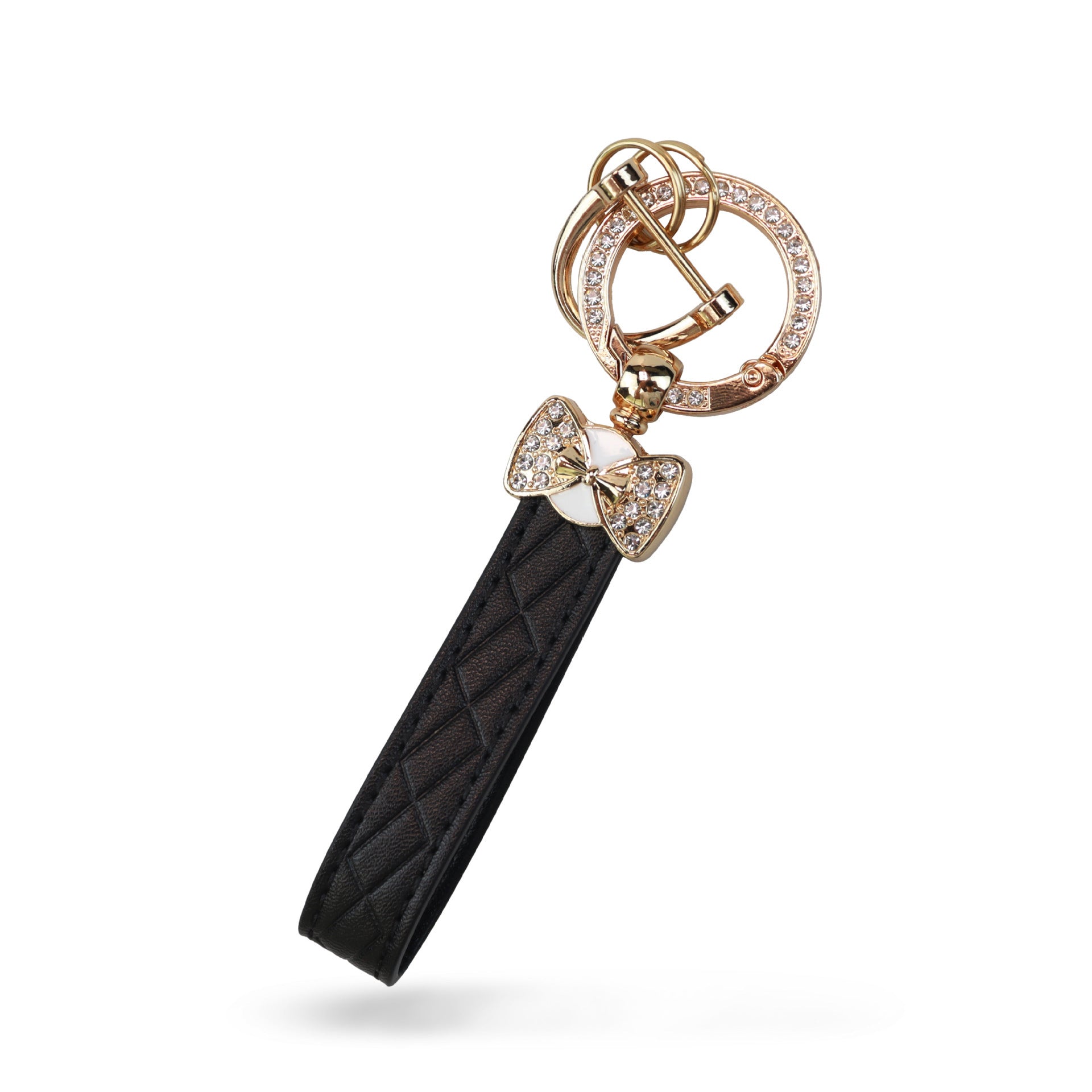 Wholesale Zinc Alloy Leather Rhinestone Butterfly Keychain - Stylish Car Key Accessory for Gifts