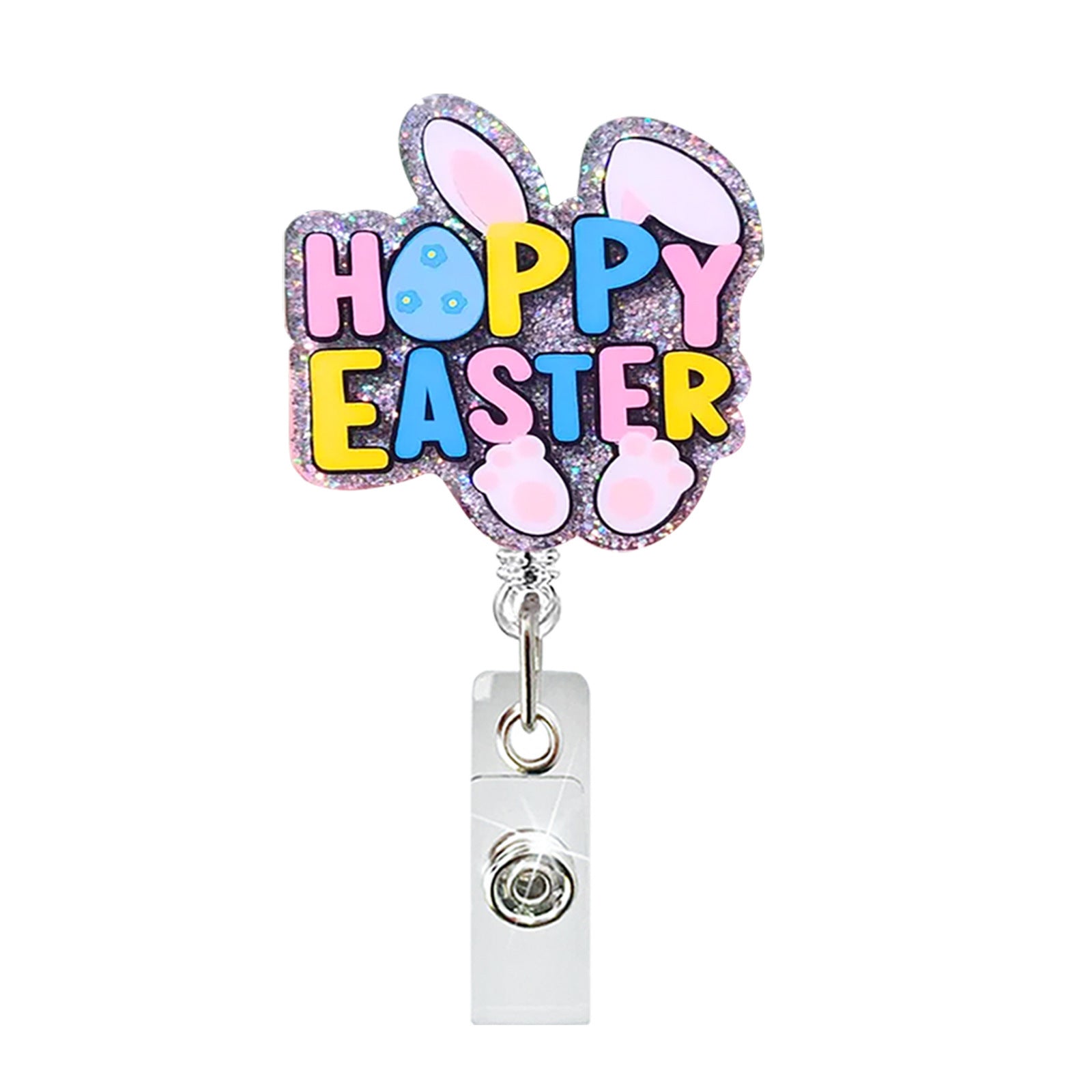 Wholesale Abs Plastic Retractable Rotating Badge Holder with Easter Bunny Egg Design for ID Cards