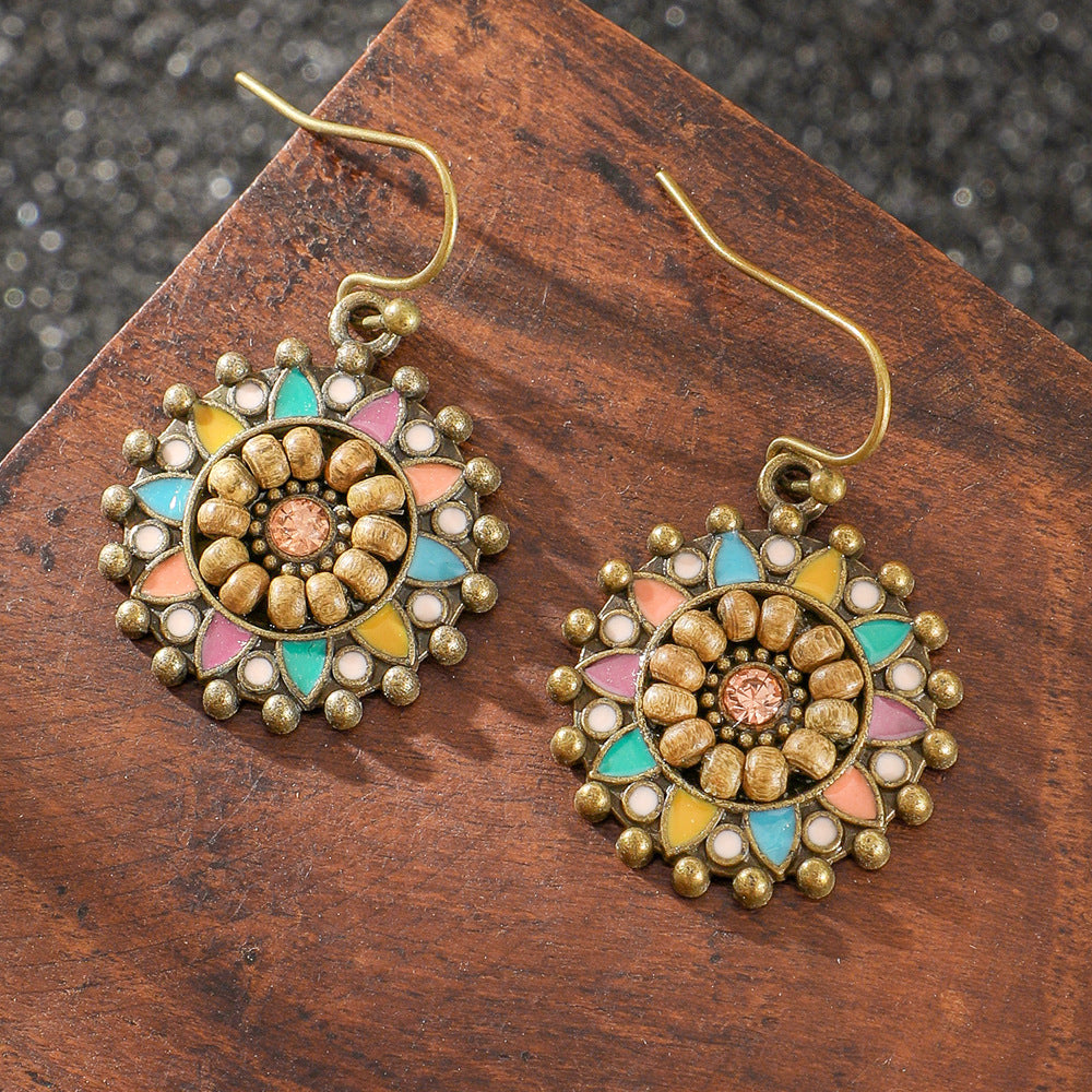 Wholesale Retro Bohemian Ethnic Long Tassel Earrings Zinc Alloy Fashion Accessory