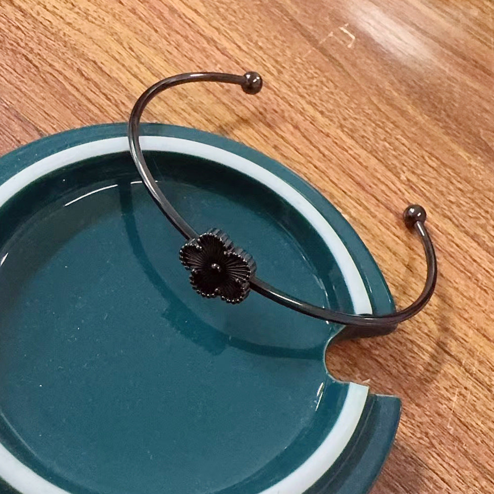 Wholesale 13mm Five Leaf Plum Blossom Titanium Steel Bracelet ACC-BT-QianHui009