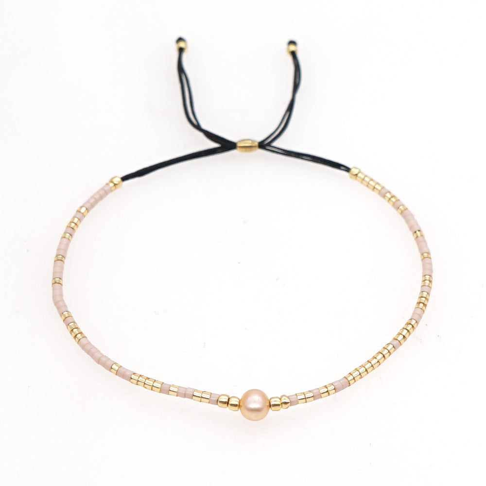 Bracelet de perles d'or des perles de riz en gros tissées à la main