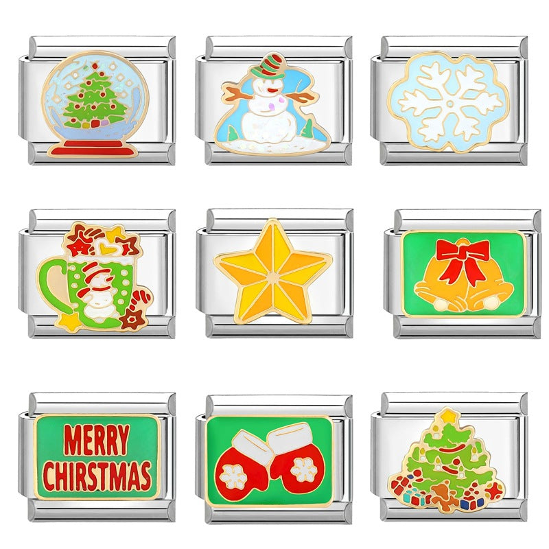 Wholesale Italian Charm Bracelet 9mm DIY Splicing Christmas Stainless Steel Composable Bracelet