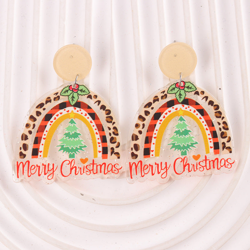 Wholesale Christmas Tree English Clown Acrylic Earrings