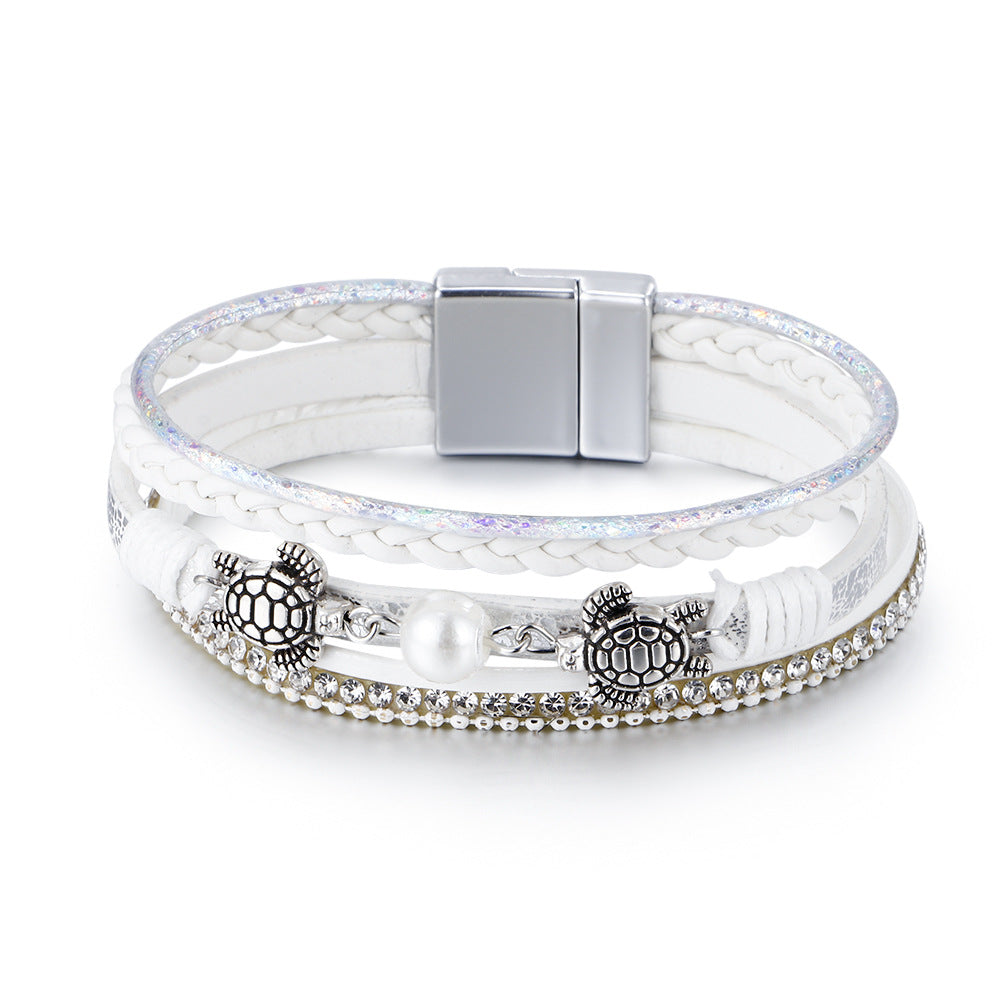 Wholesale  National style Pearl turtle magnetic buckle ladies Bracelet