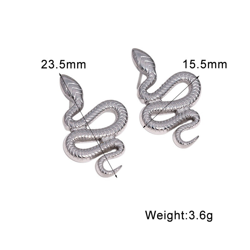 Wholesale Punk Snake Stainless Steel Earrings For Women Trendy Statement Jewelry Accessory