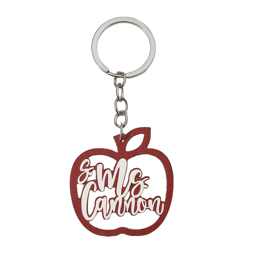 Wholesale Graduation Season Apple Teacher Wooden Keychain ACC-KC-RongR027