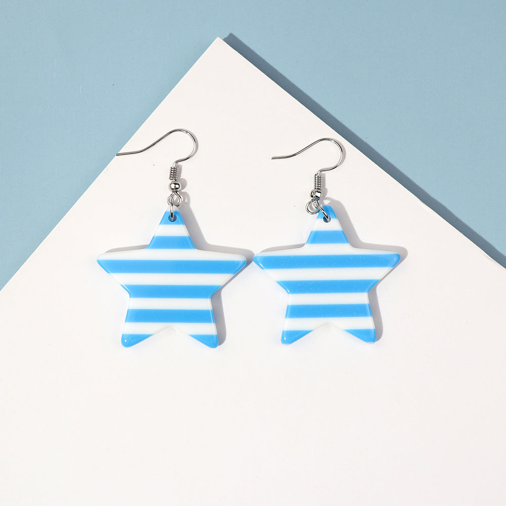 Wholesale  Creative Striped Five-pointed Star Earrings