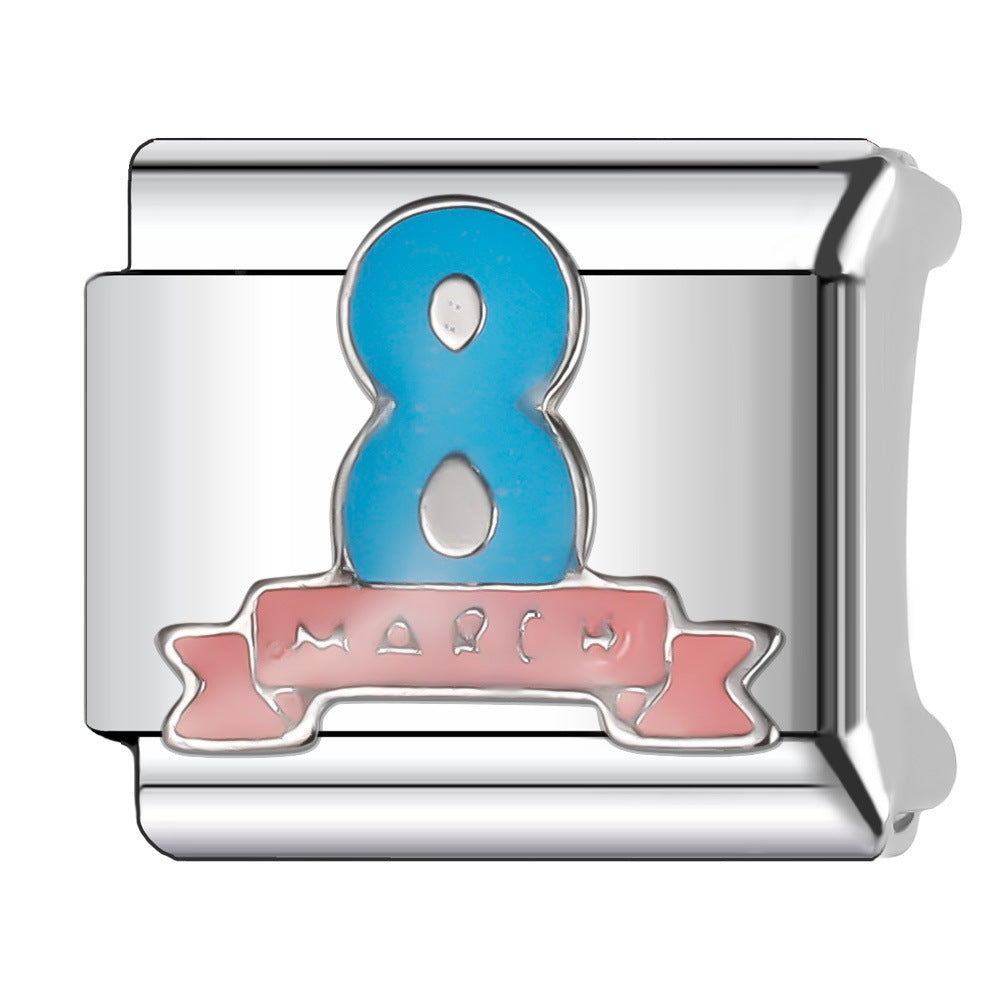 Wholesale Italian Charm Bracelet 9mm DIY Splicing Stainless Steel Wedding Couple Anniversary Cartoon Composable Bracelet